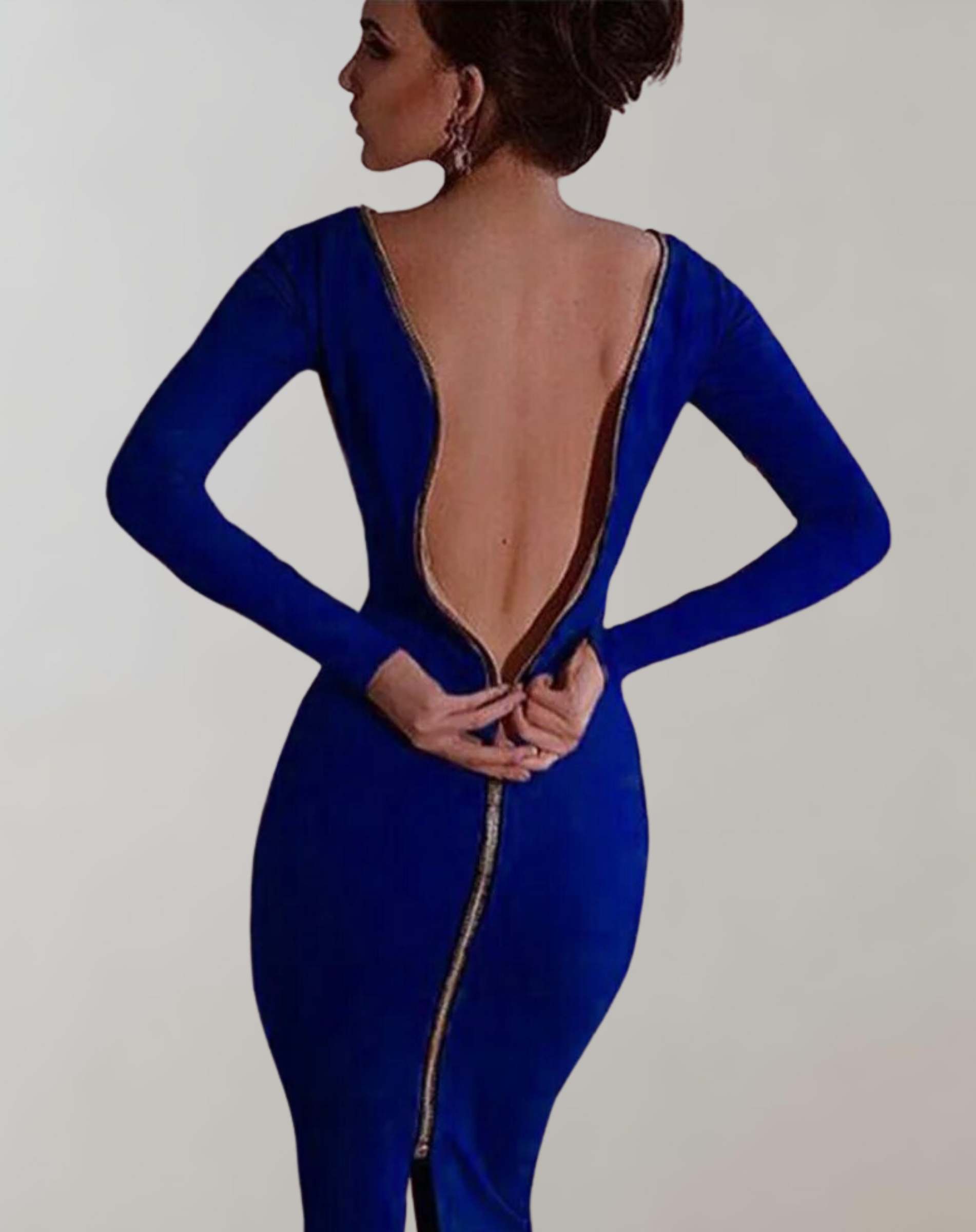 Variant image for Women's Elegant Breathable Dress with Long Sleeves and Back Zipper-3