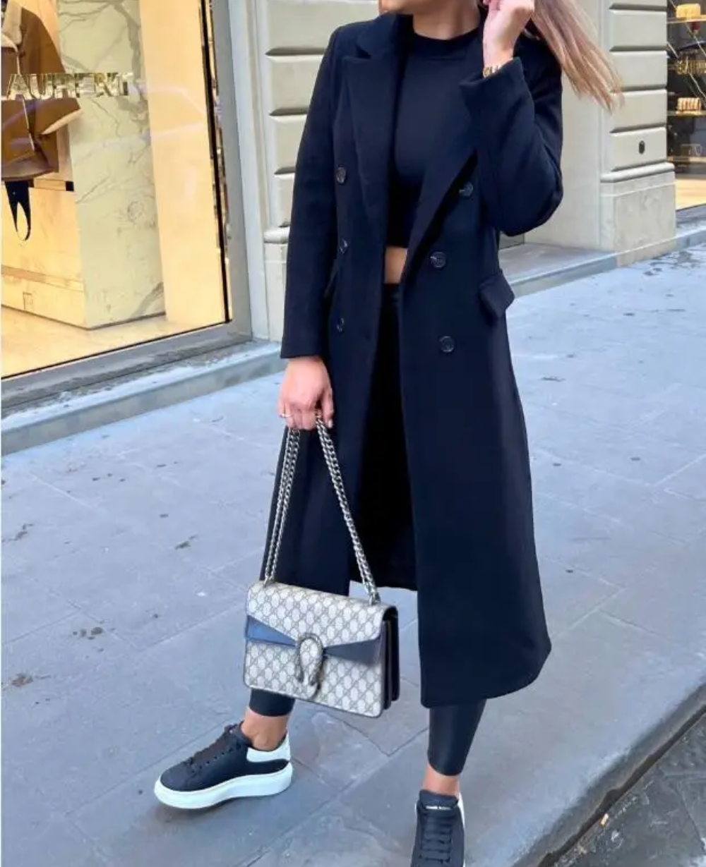 Women's Elegant Tailored Trench Coat with Double Knotted Design