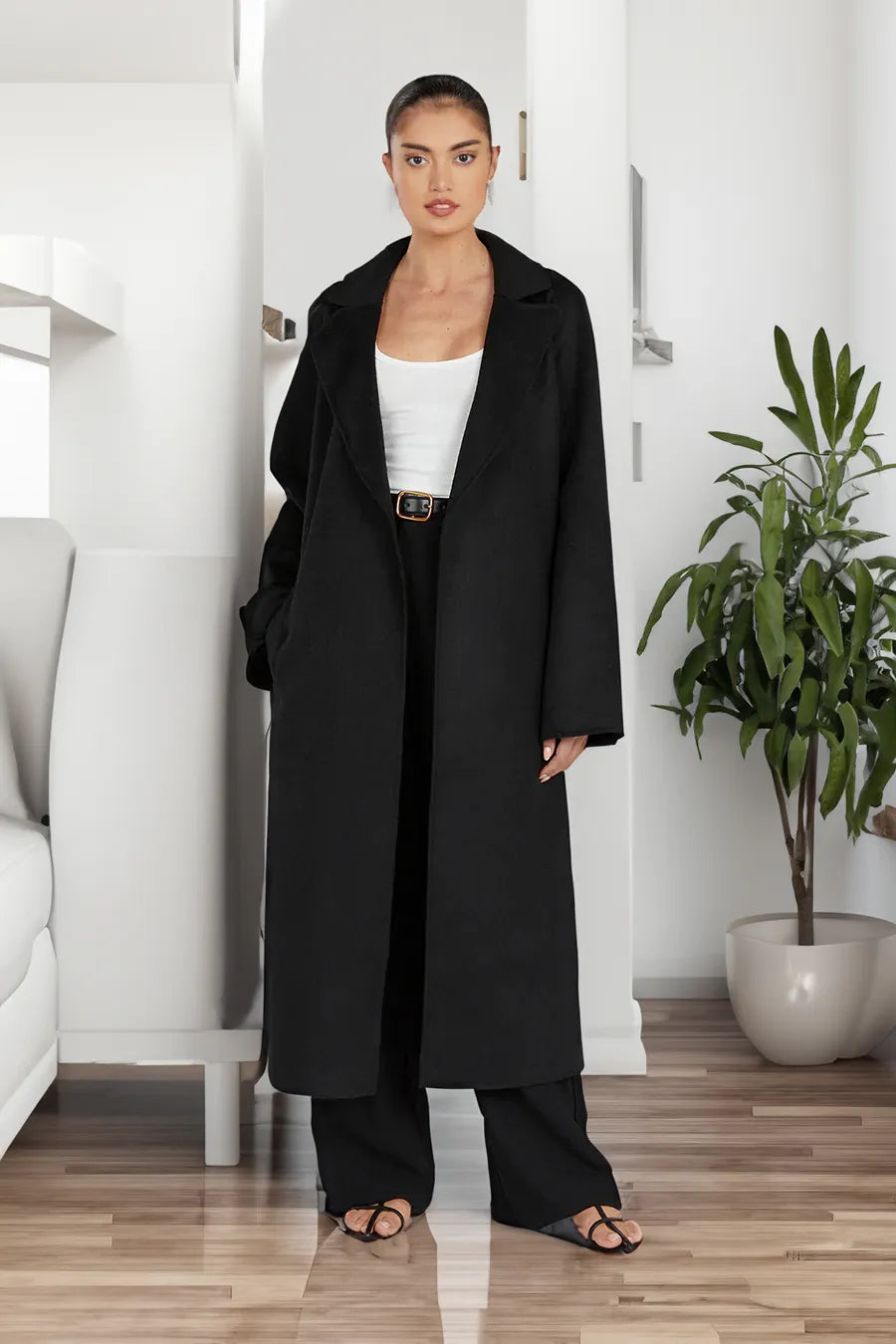 Variant image for Women's Elegant Water-Resistant Trench Coat with Adjustable Waistband-1