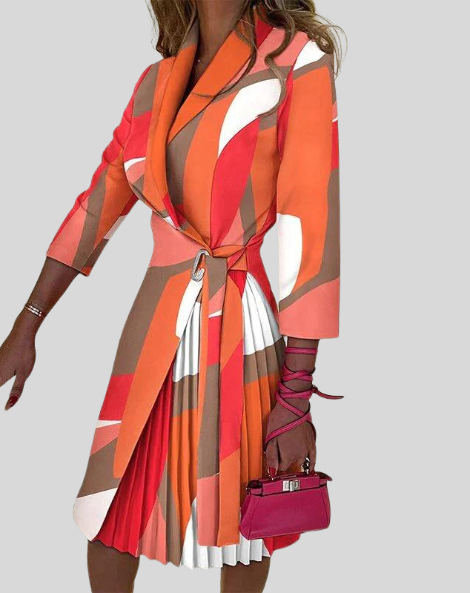 Women's Stylish Multicolored Blazer Dress with Half Sleeves and Side Belt | Perfect for All Seasons