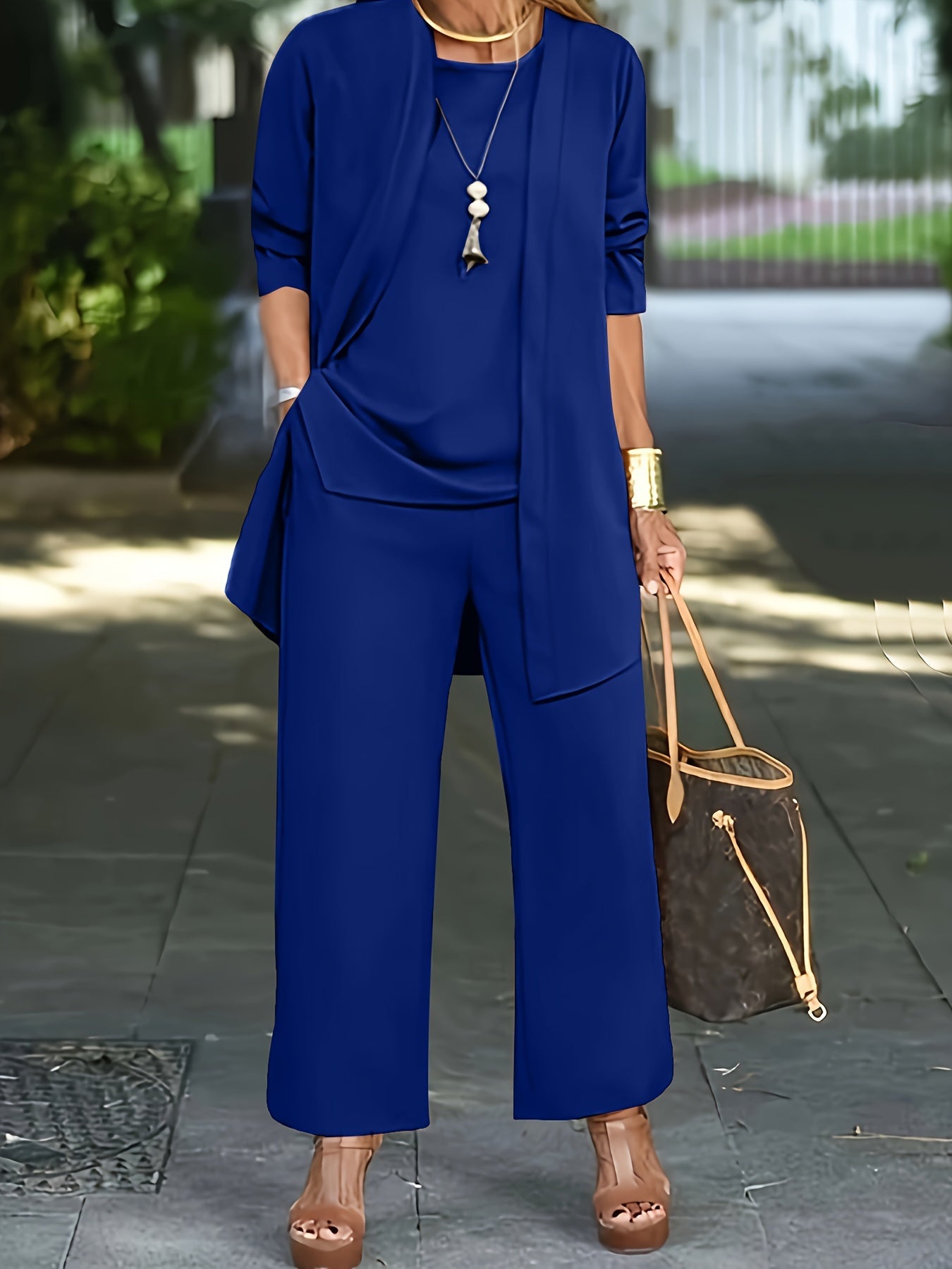 Variant image for Women's Casual Soft Fabric Loungewear Set with Long Sleeve Cardigan-21