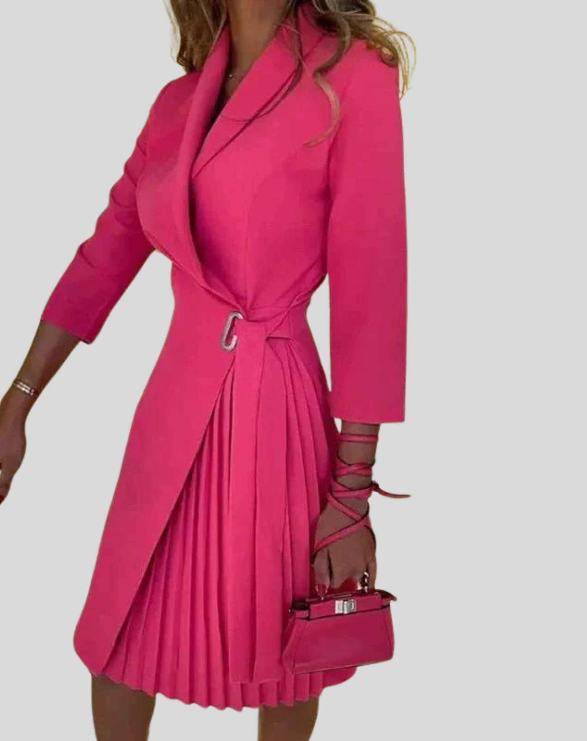 Women's Stylish Multicolored Blazer Dress with Half Sleeves and Side Belt | Perfect for All Seasons