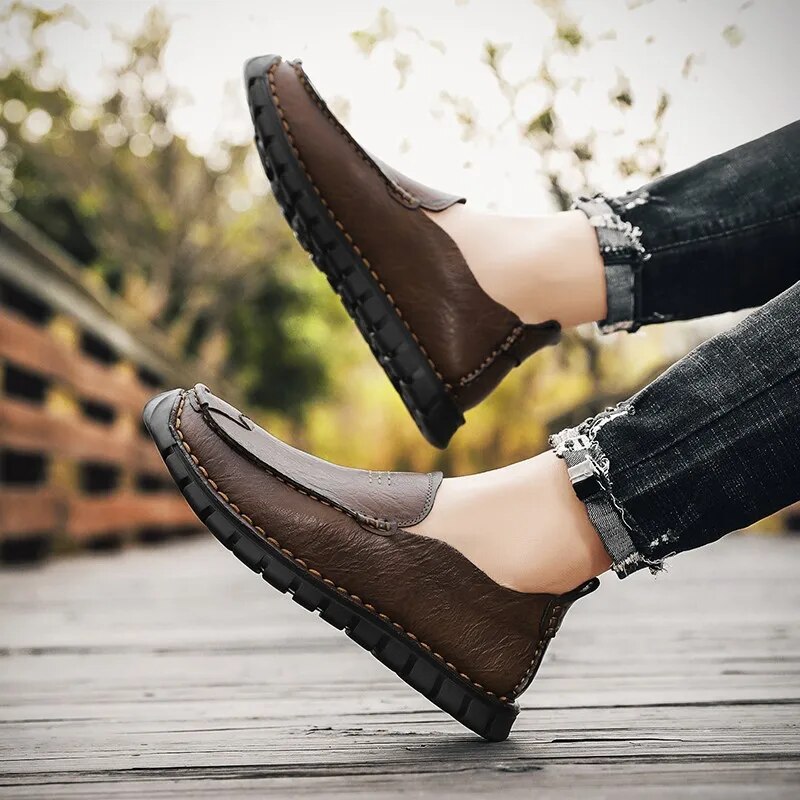 Men's Elegant Handmade Leather Loafer with Slip-On Design