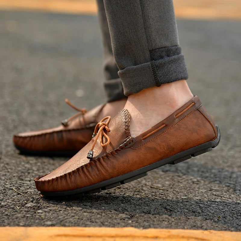 Men's Luxurious Soft Leather Loafers with Unique Band