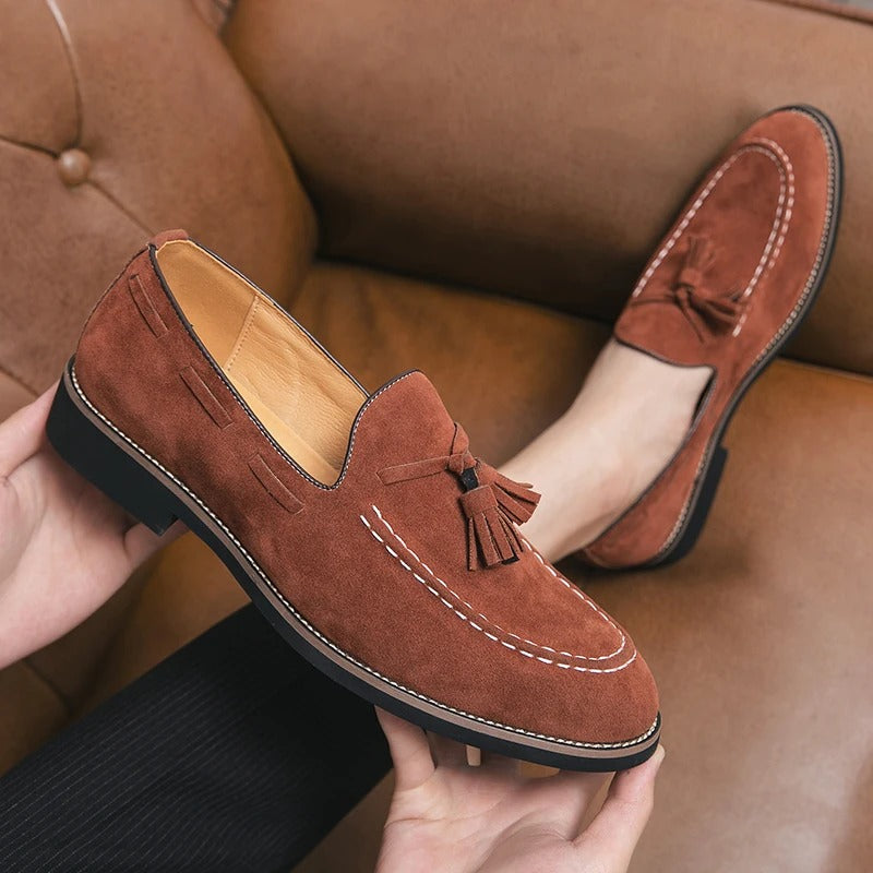 Men's Refined Suede Loafers with Elegant Detailing
