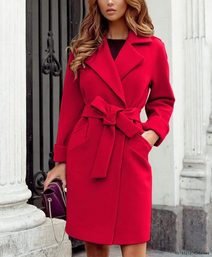Women's Elegant Trench Coat with Belt and Lapel | Perfect for All Seasons