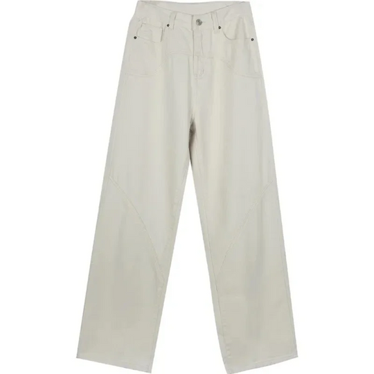 Women's Modern Low Waist Straight Flared Trousers in Beige | Perfect for All Seasons