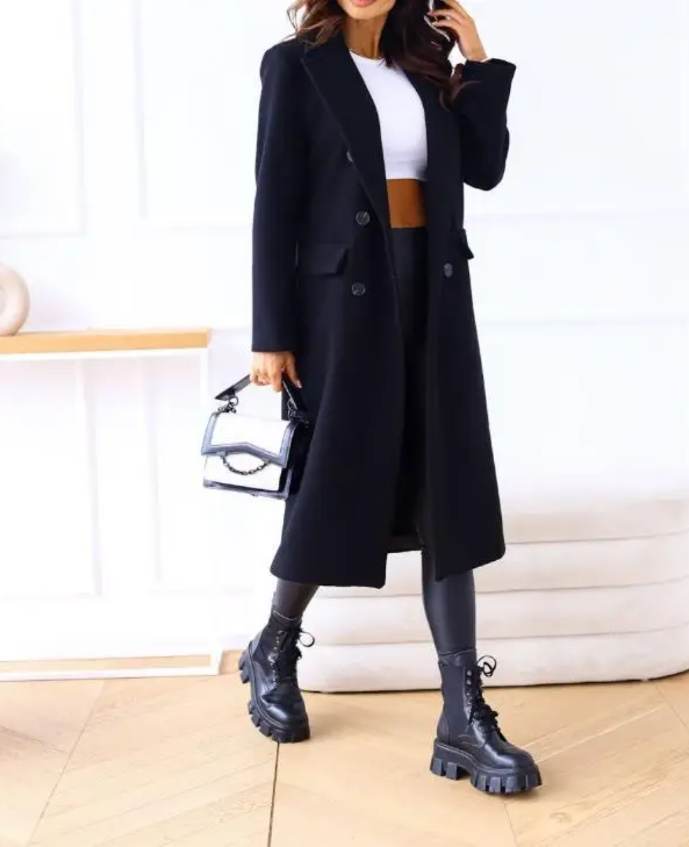 Women's Elegant Tailored Trench Coat with Double Knotted Design
