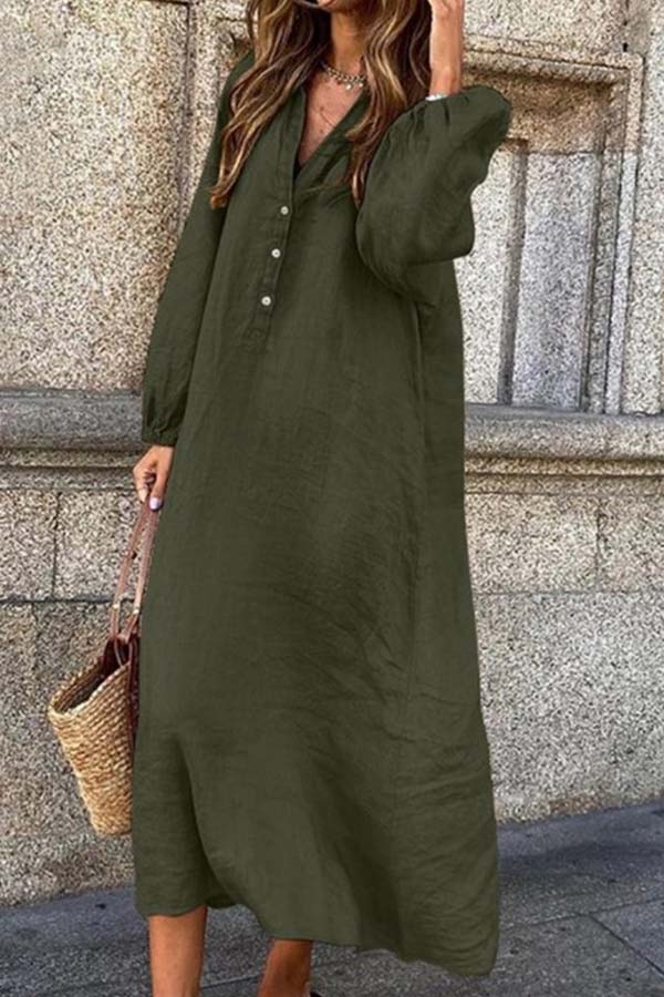 Variant image for Women's Elegant Cotton Linen Jumpsuit with Long Sleeves and Button Closure-8