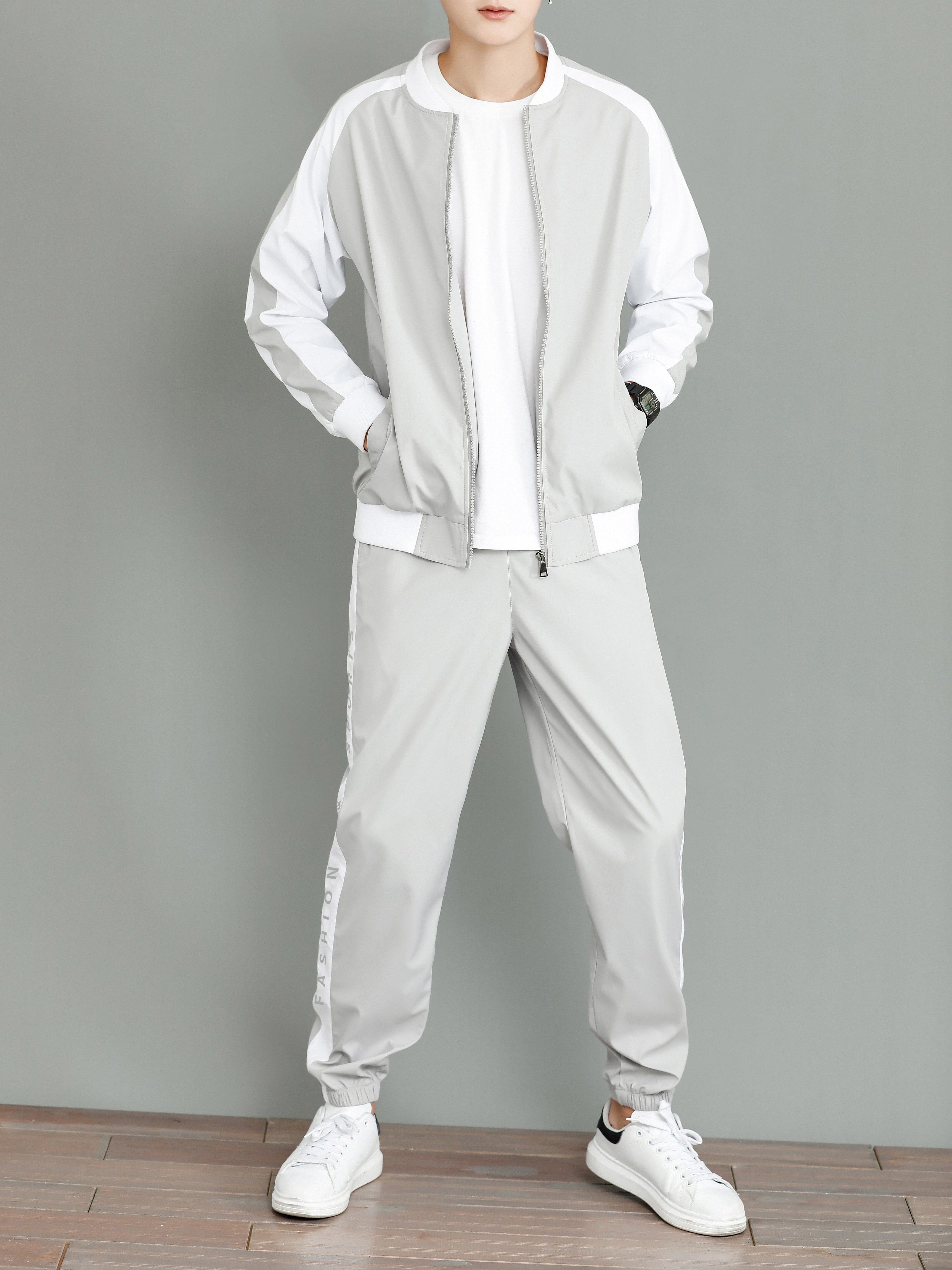Men's Casual Colorblock Jacket with Jogging Pants Tracksuit | Perfect for All Seasons