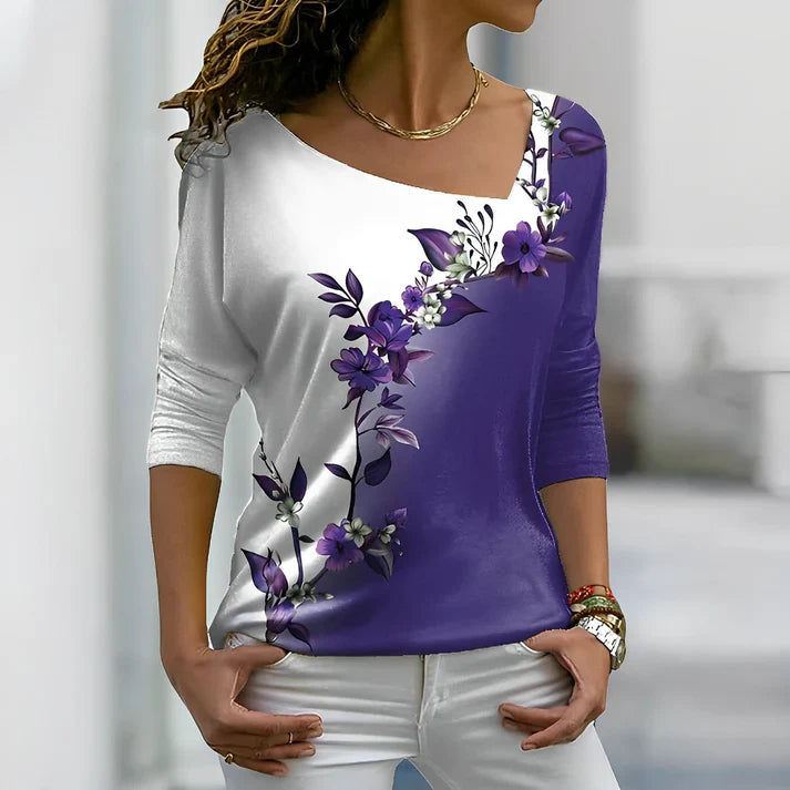 Variant image for Women's Playful Cotton T-Shirt with Floral Pattern-9
