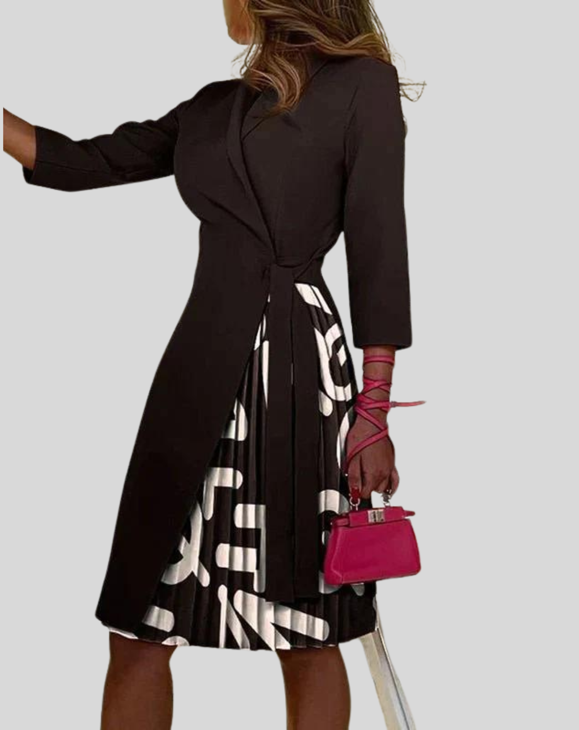 Women's Stylish Multicolored Blazer Dress with Half Sleeves and Side Belt | Perfect for All Seasons