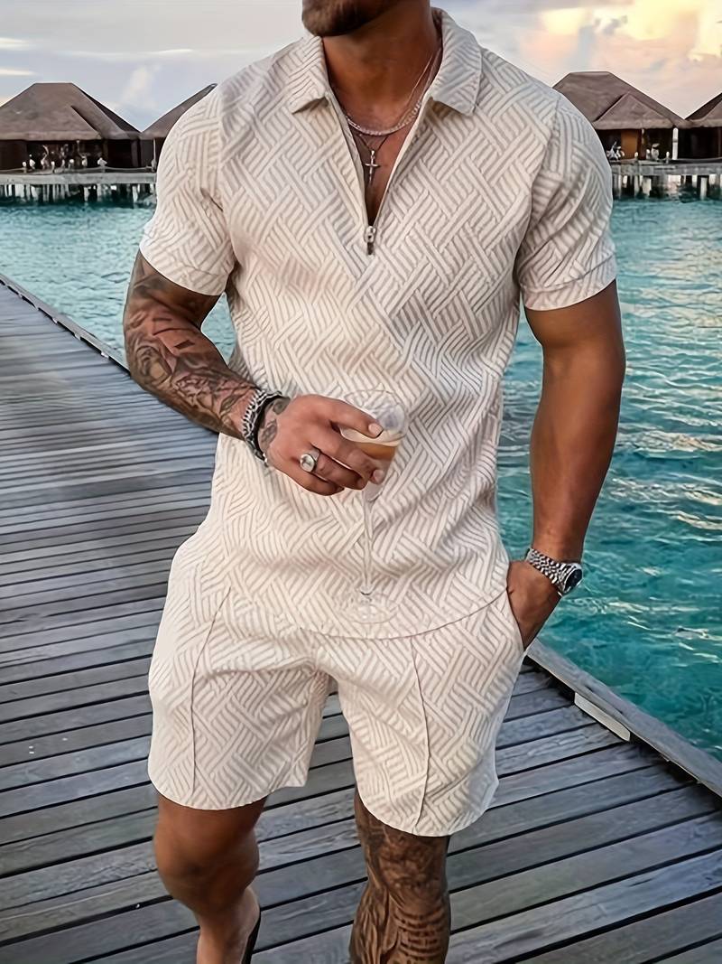 Variant image for Men's Casual Stylish Fabric Outfit with Coordinated Top and Trousers-4