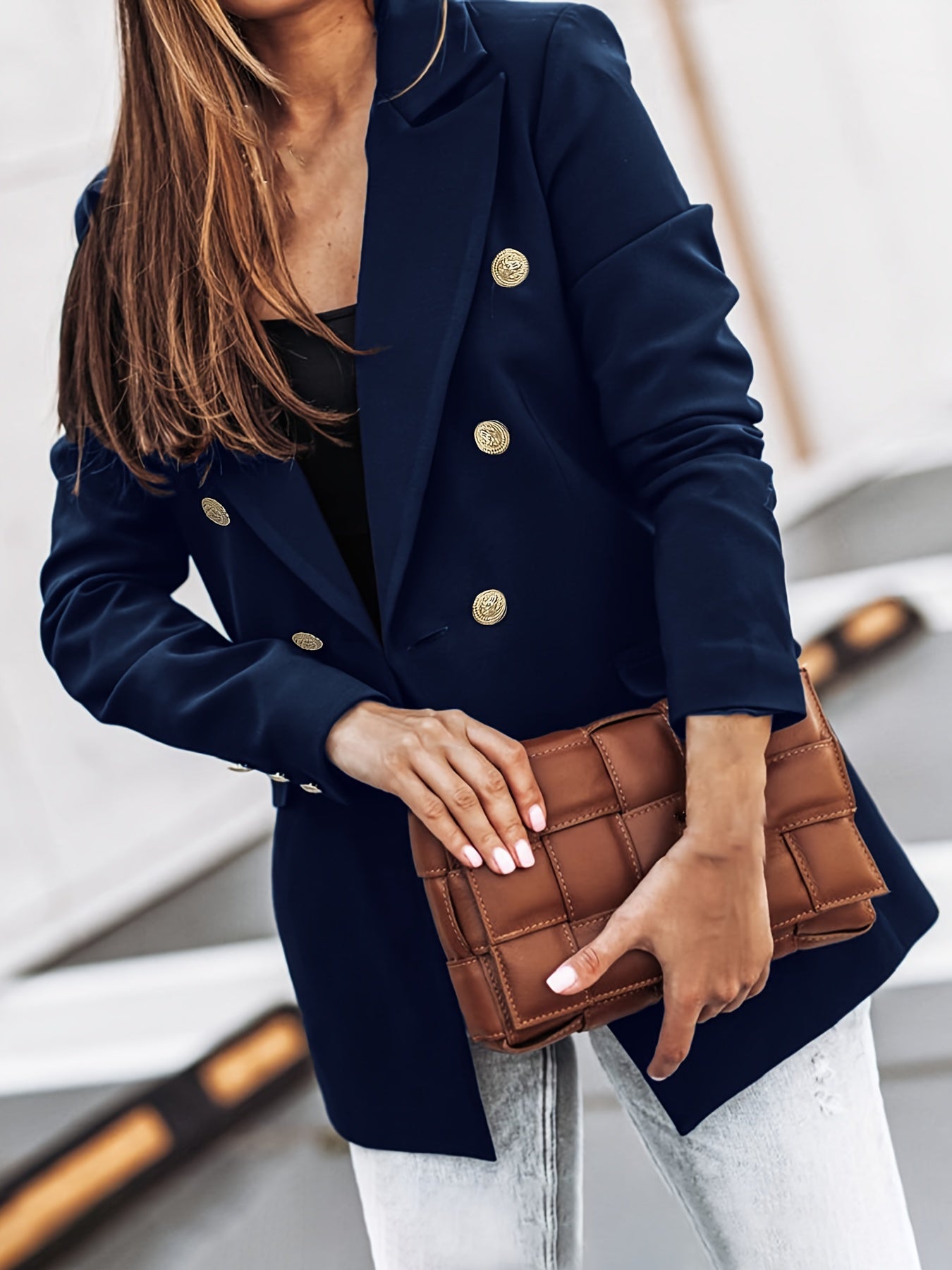 Variant image for Women's Elegant High-Quality Blazer with Double-Row Button Details-19