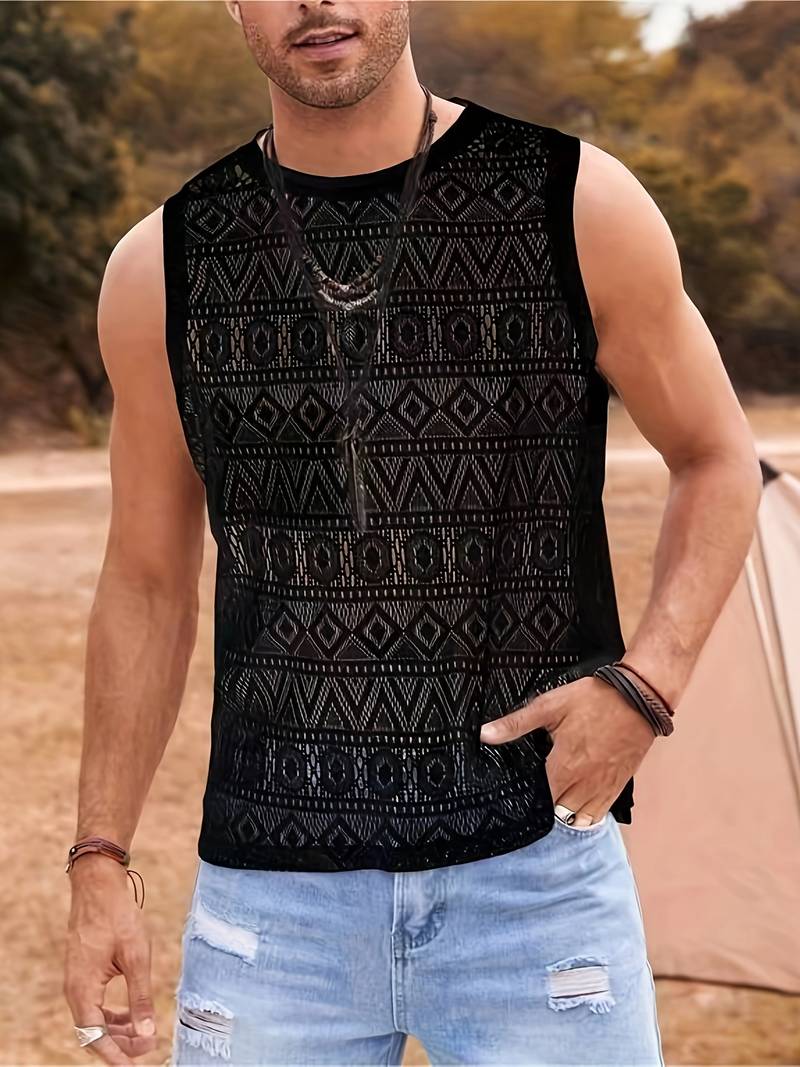 Variant image for Women's Ethnic Inspired Comfortable Tank Top with Hollowed-Out Design-9