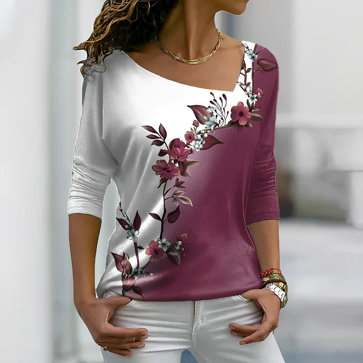 Variant image for Women's Playful Cotton T-Shirt with Floral Pattern-17