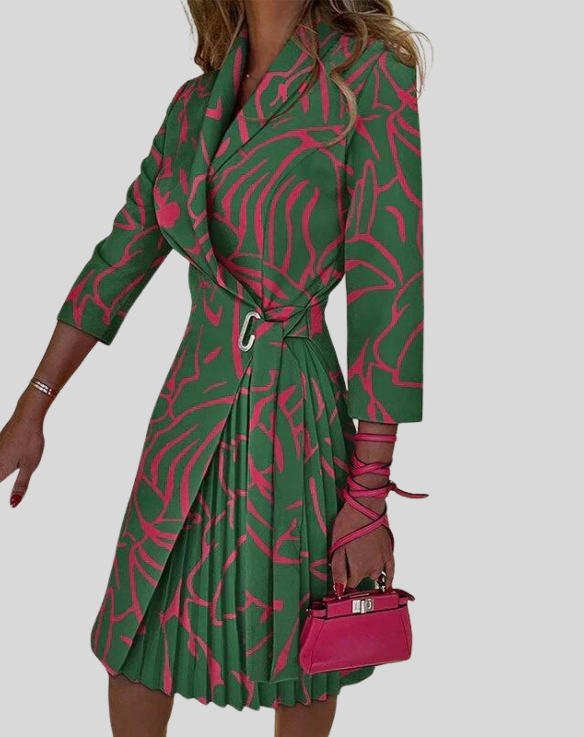 Women's Stylish Multicolored Blazer Dress with Half Sleeves and Side Belt | Perfect for All Seasons