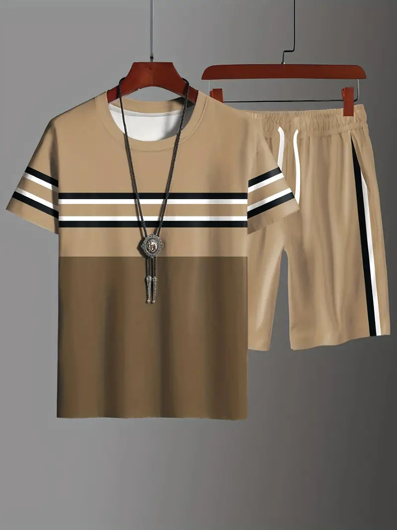 Men's Trendy Cotton T-Shirt with Color Block Design