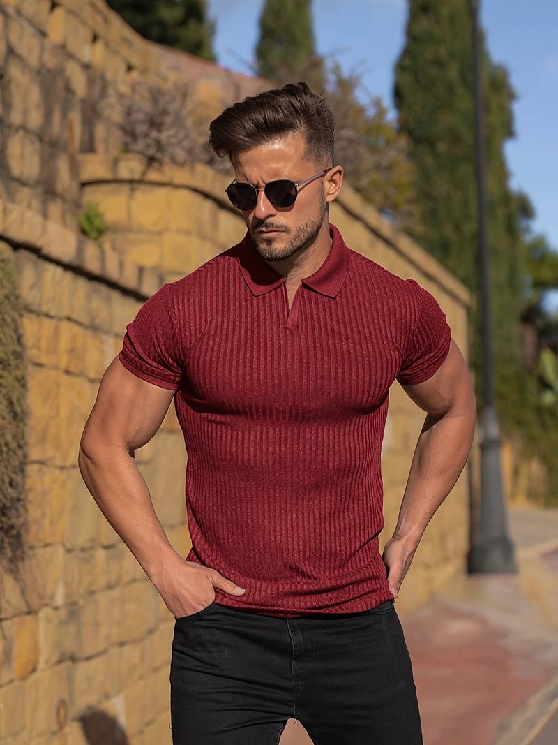 Variant image for Men's Stylish Ribbed Shirt with Slim Fit Design-9