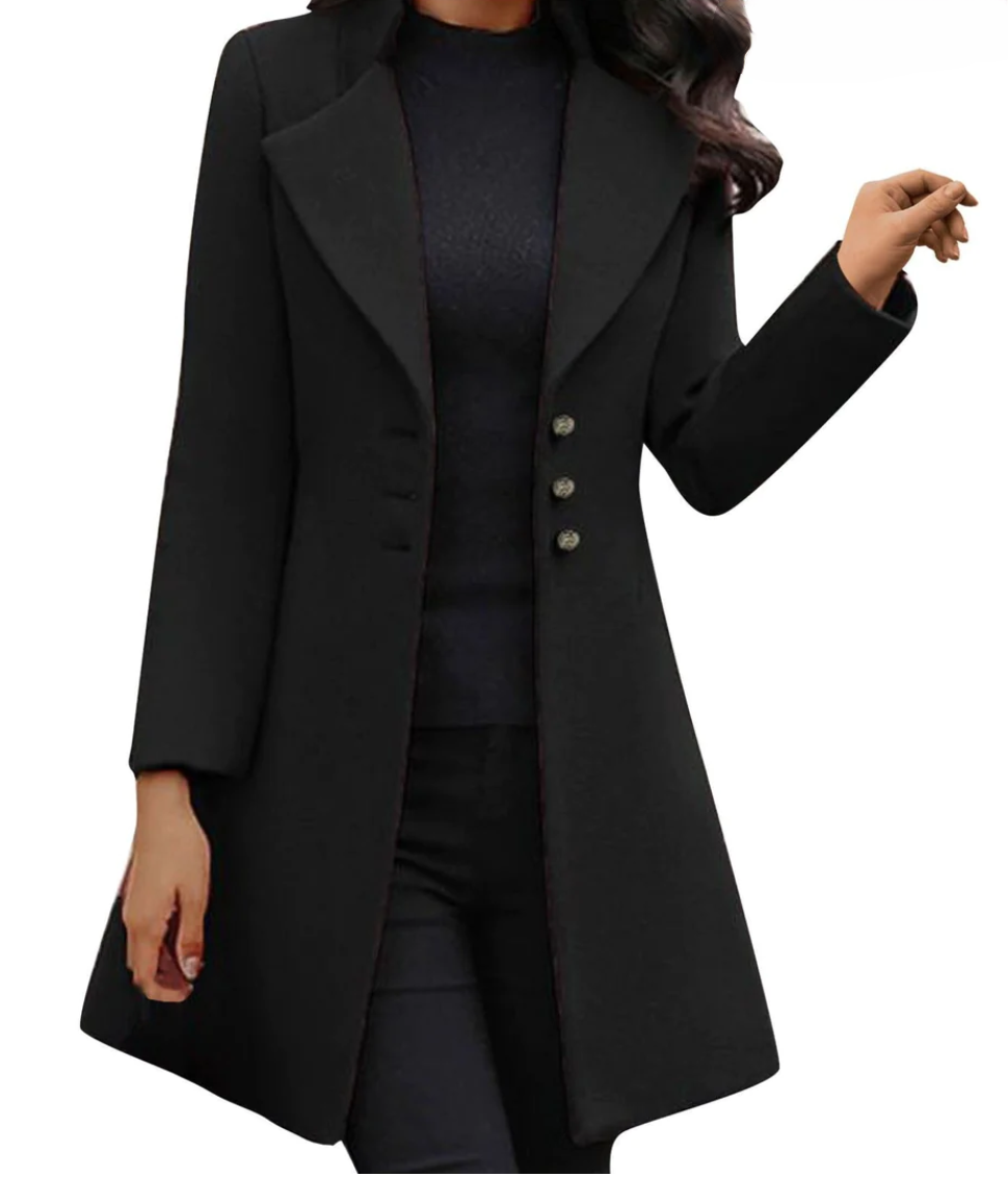 Women's Elegant Italian Wool Coat with Long Sleeves