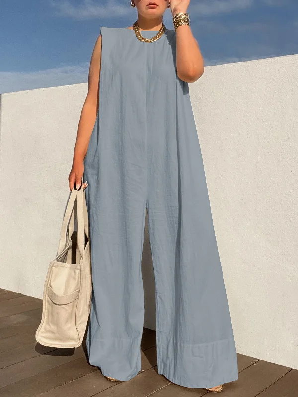 Variant image for Women's Elegant Wide-Leg Jumpsuit with Sleeveless Design-11