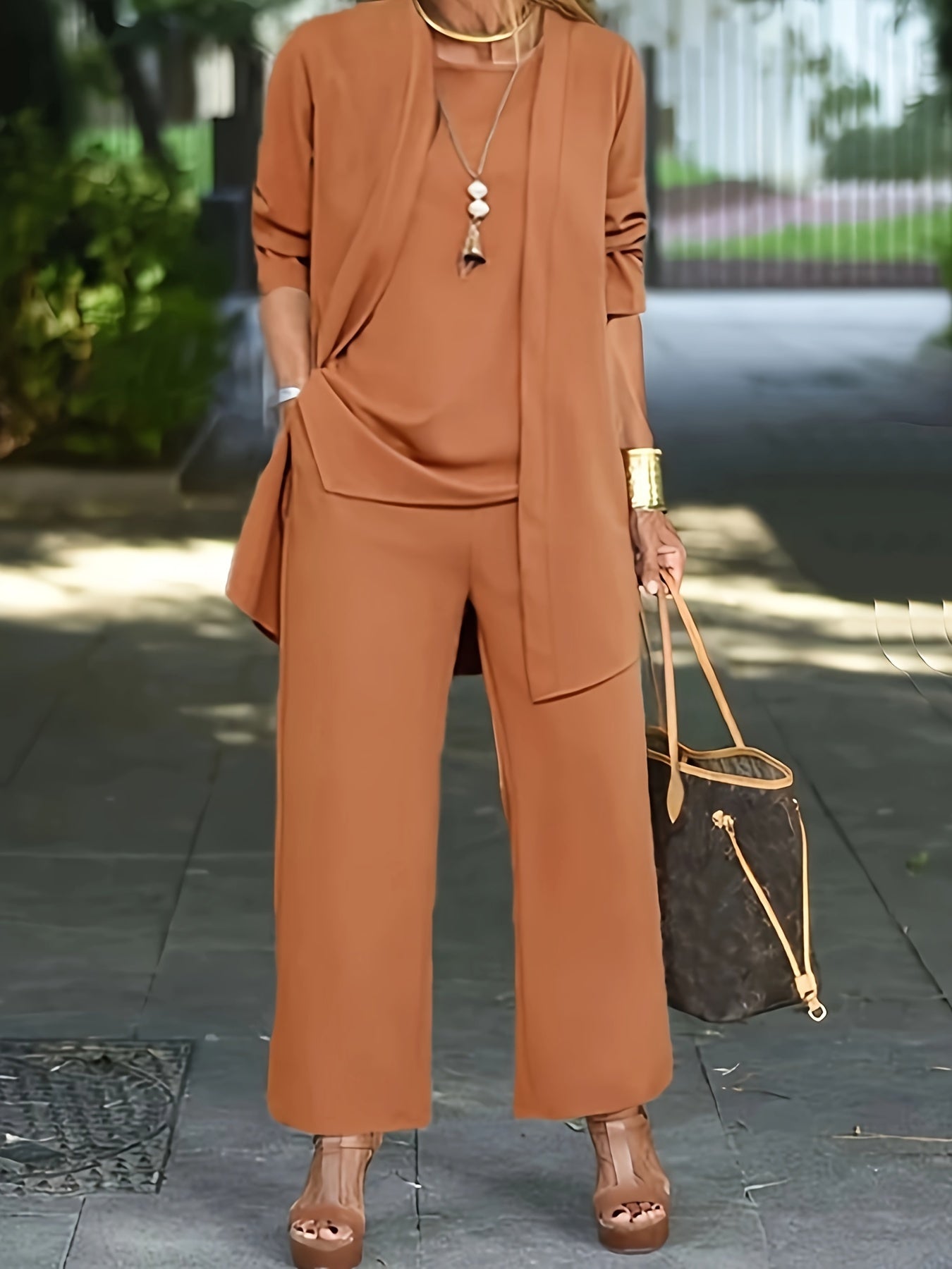 Variant image for Women's Casual Soft Fabric Loungewear Set with Long Sleeve Cardigan-6