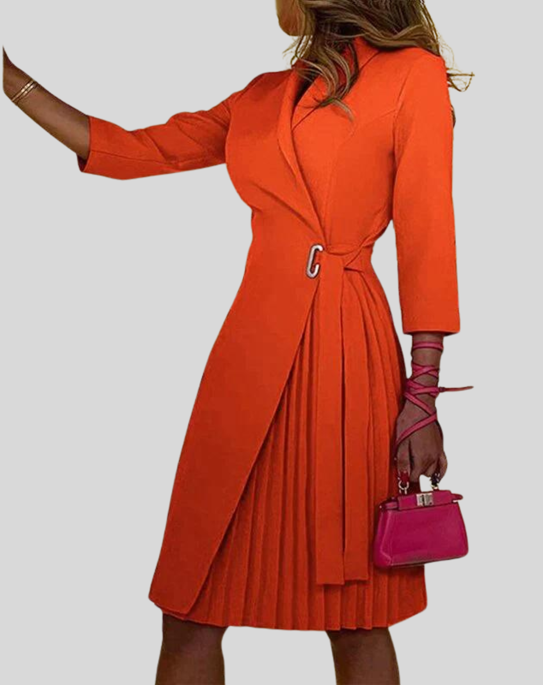 Women's Stylish Multicolored Blazer Dress with Half Sleeves and Side Belt | Perfect for All Seasons