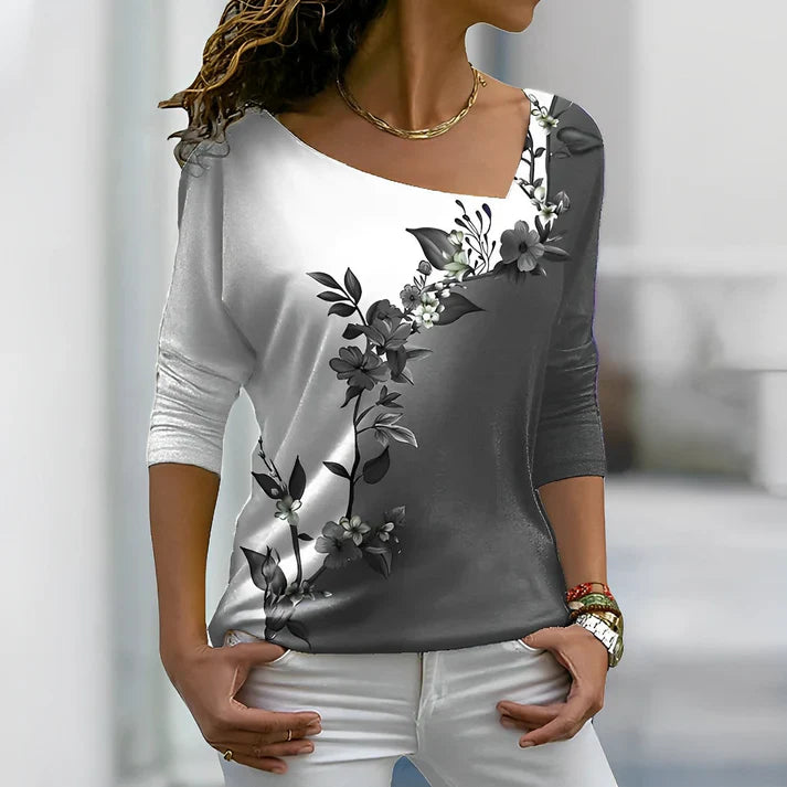 Variant image for Women's Playful Cotton T-Shirt with Floral Pattern-33