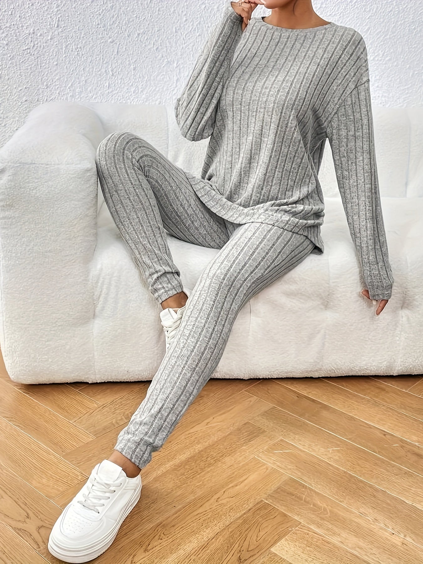 Variant image for Women's Casual Cotton Sweater Set with Jogging Pants for Relaxed Comfort-7