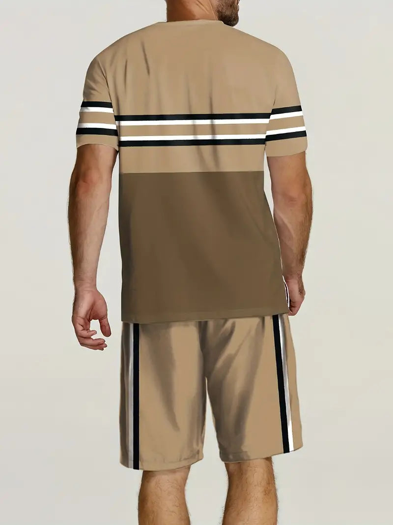 Men's Trendy Cotton T-Shirt with Color Block Design