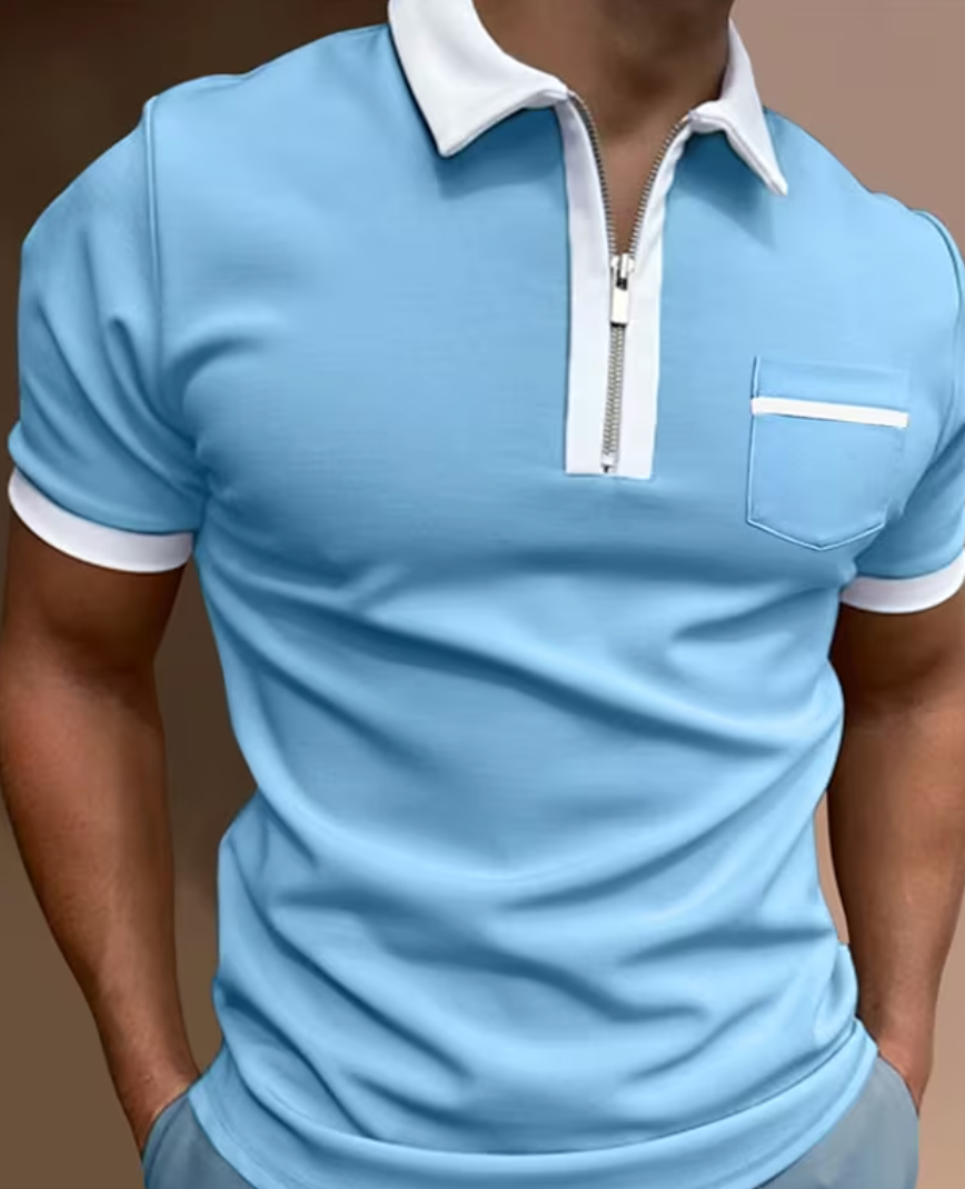 Men's Elegant Muscle Fit Poloshirt with Collar and Sleeve Detail | Perfect for Casual Days