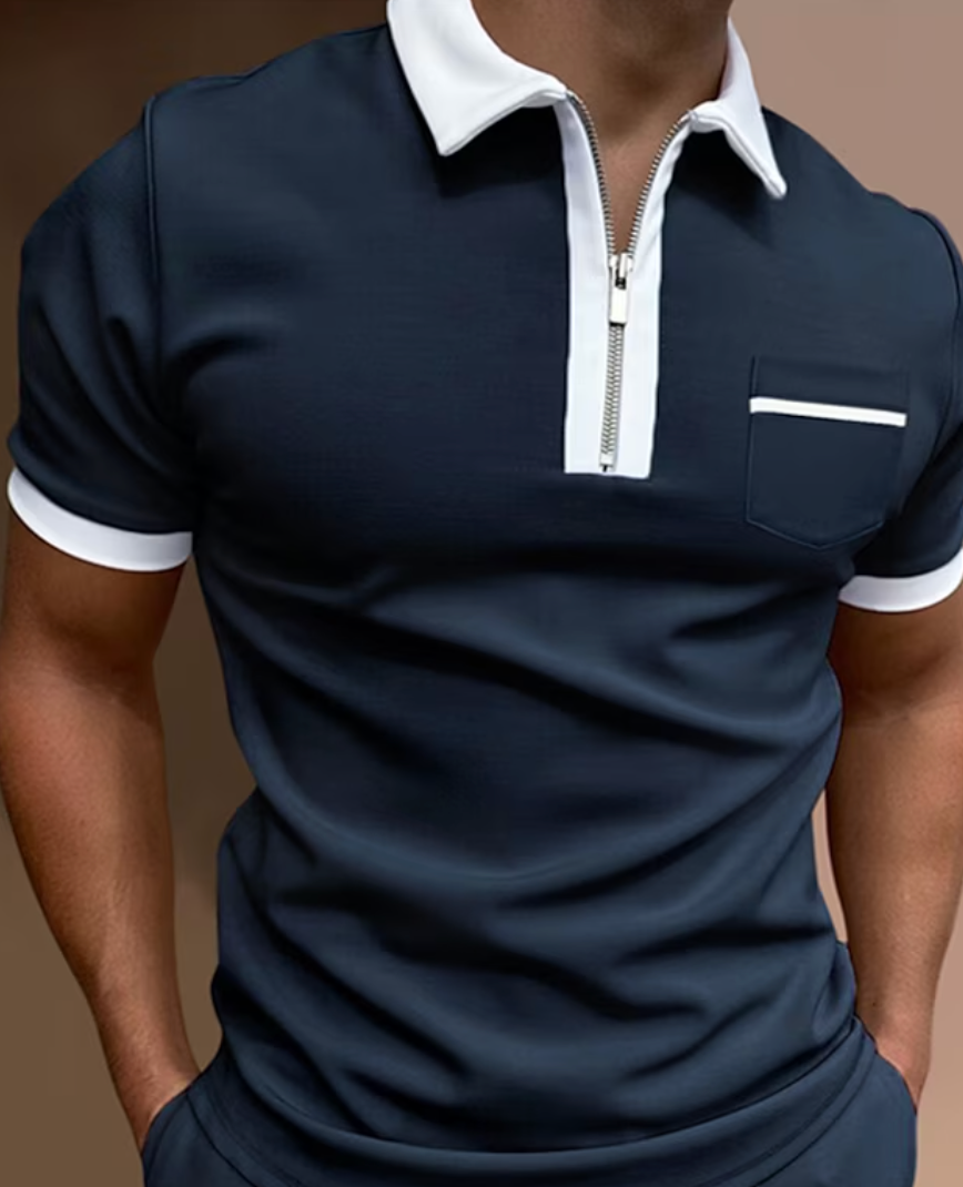 Men's Elegant Muscle Fit Poloshirt with Collar and Sleeve Detail | Perfect for Casual Days