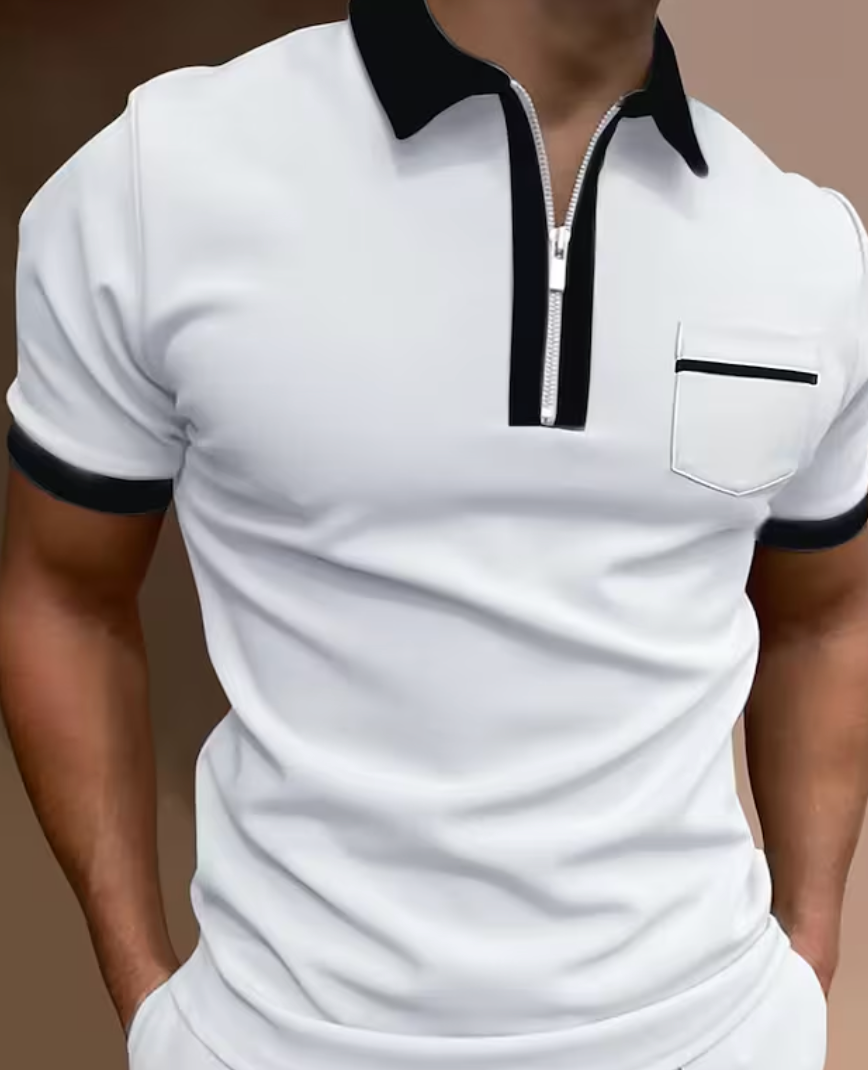 Men's Elegant Muscle Fit Poloshirt with Collar and Sleeve Detail | Perfect for Casual Days