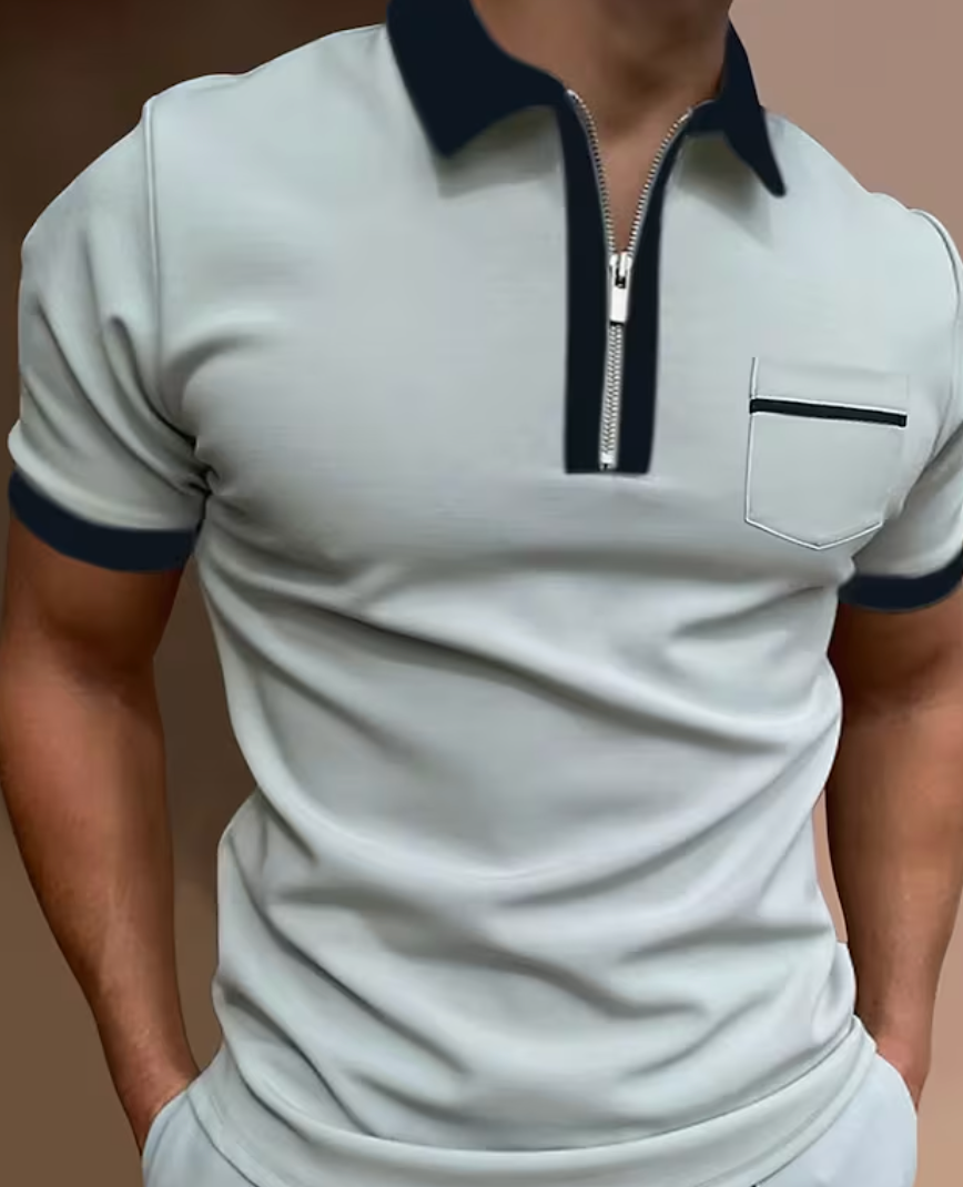 Men's Elegant Muscle Fit Poloshirt with Collar and Sleeve Detail | Perfect for Casual Days