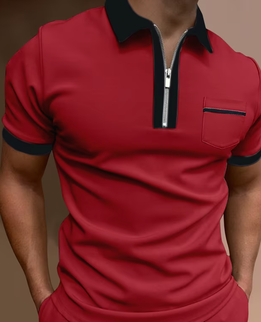 Men's Elegant Muscle Fit Poloshirt with Collar and Sleeve Detail | Perfect for Casual Days