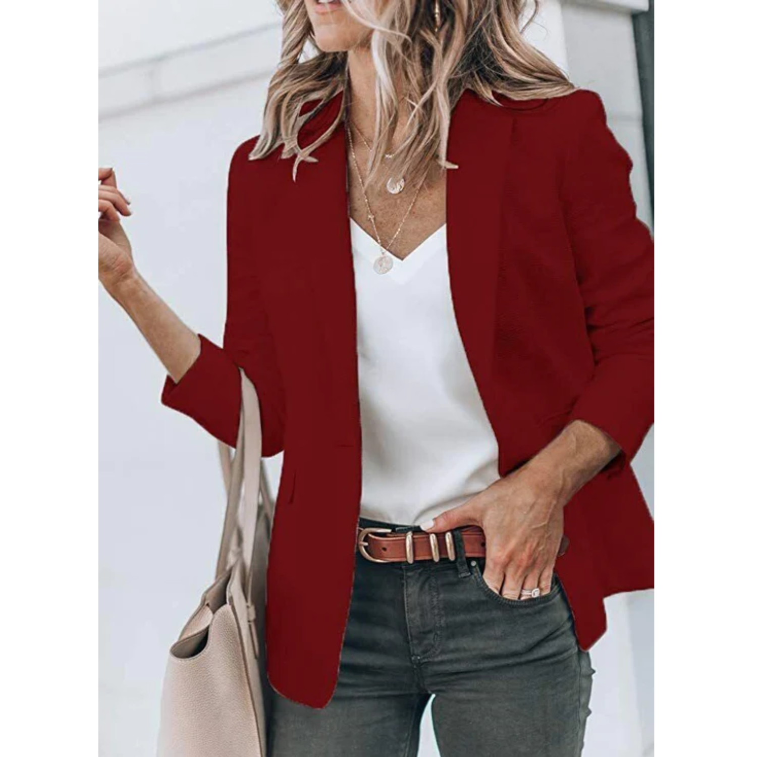 Women's Classic Solid Color Blazer with Pockets | Perfect for All Seasons