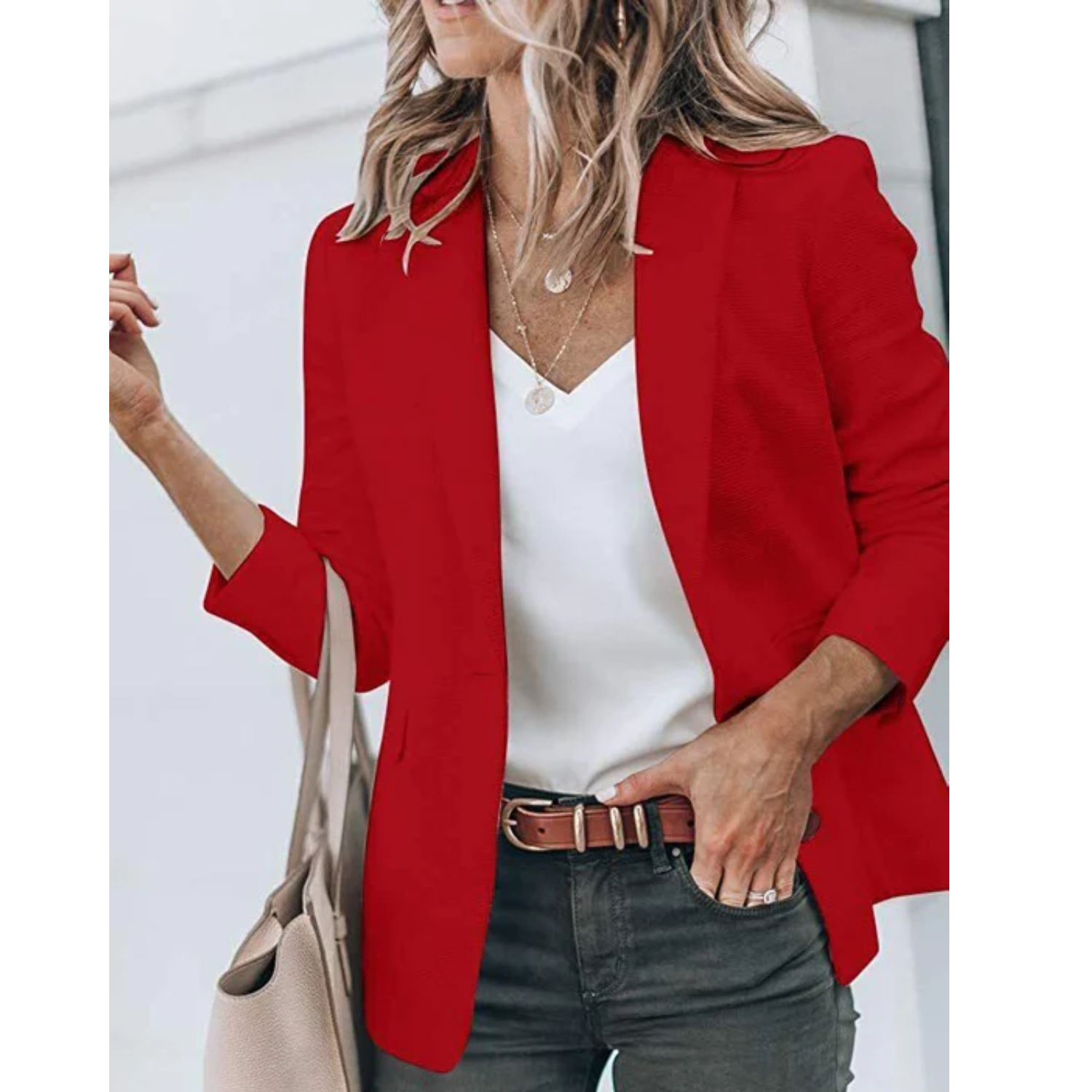 Women's Classic Solid Color Blazer with Pockets | Perfect for All Seasons