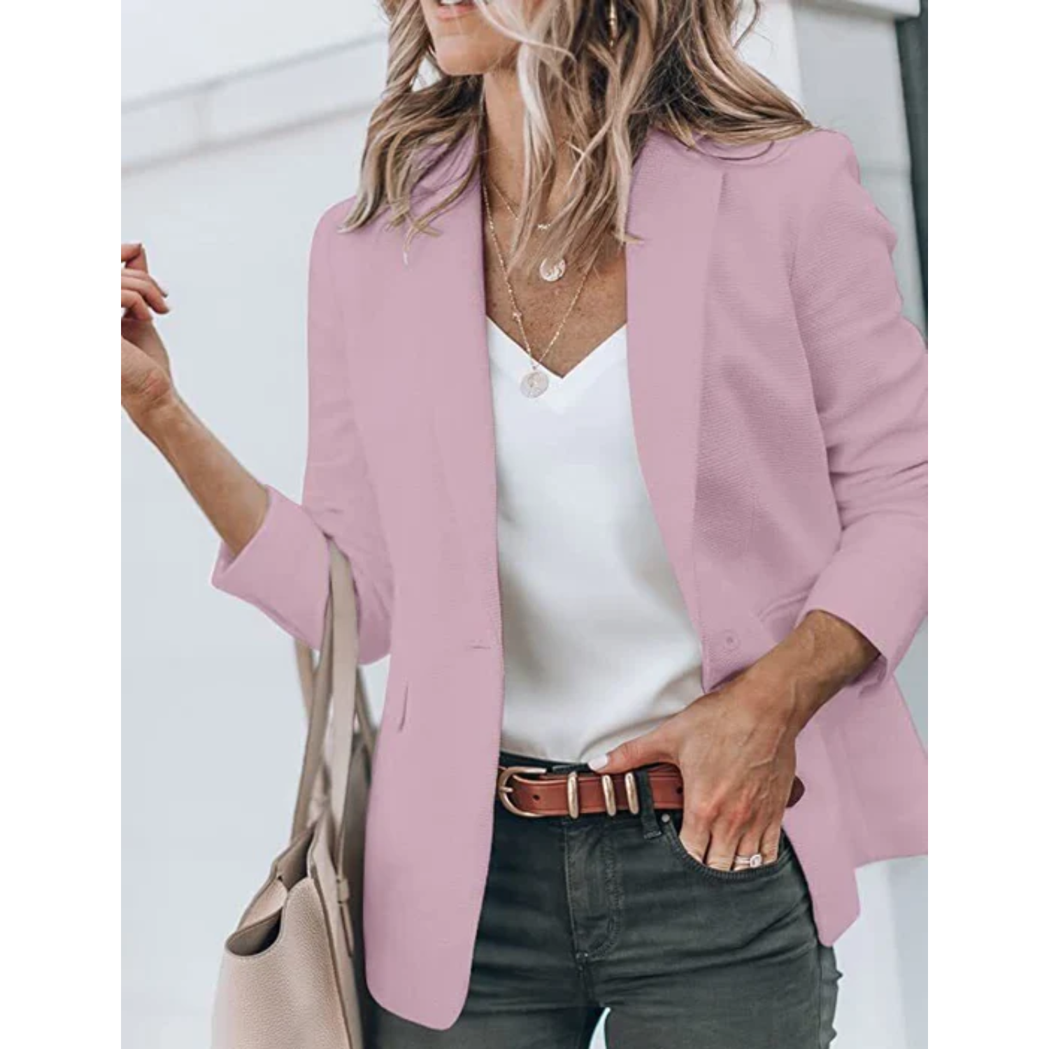 Women's Classic Solid Color Blazer with Pockets | Perfect for All Seasons