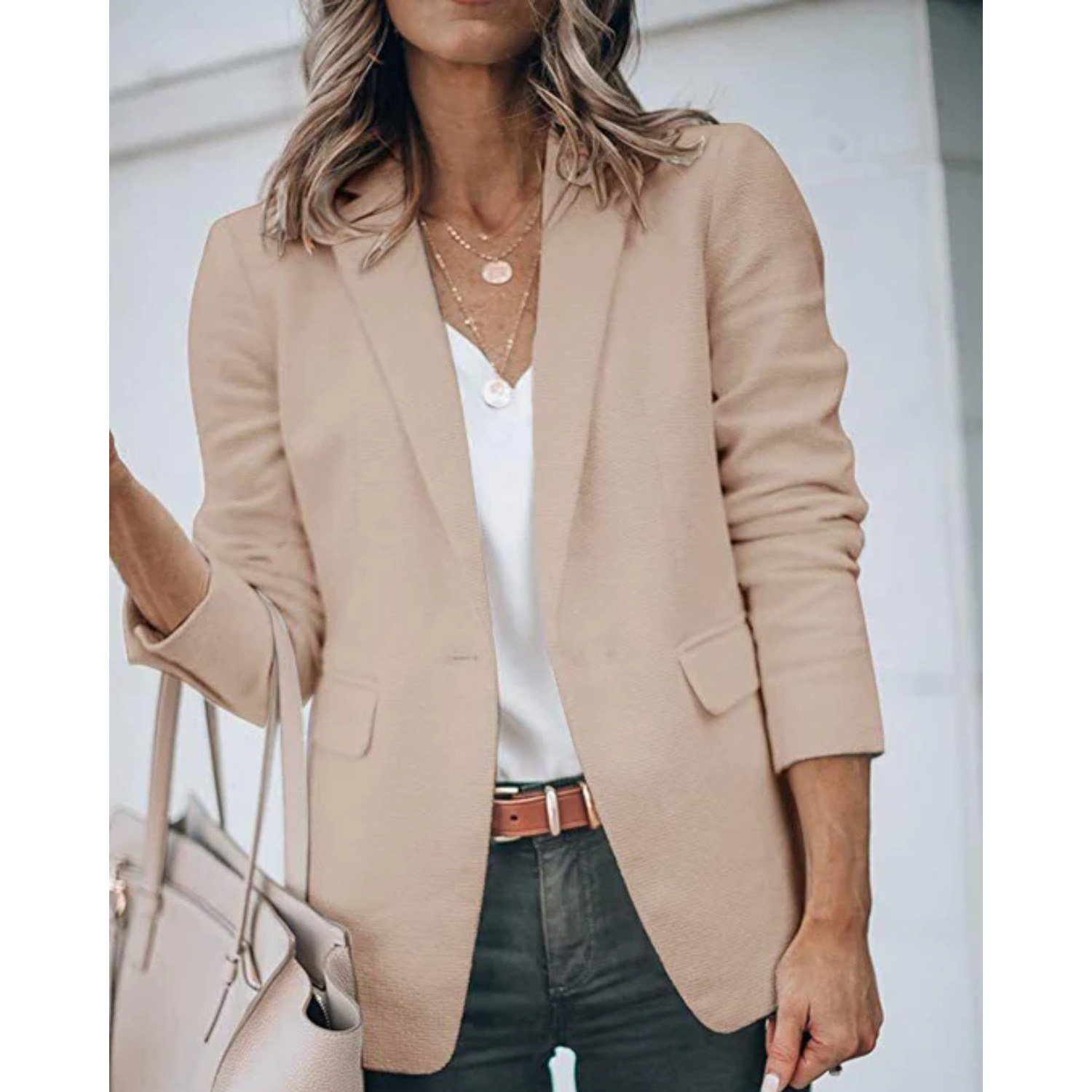 Women's Classic Solid Color Blazer with Pockets | Perfect for All Seasons