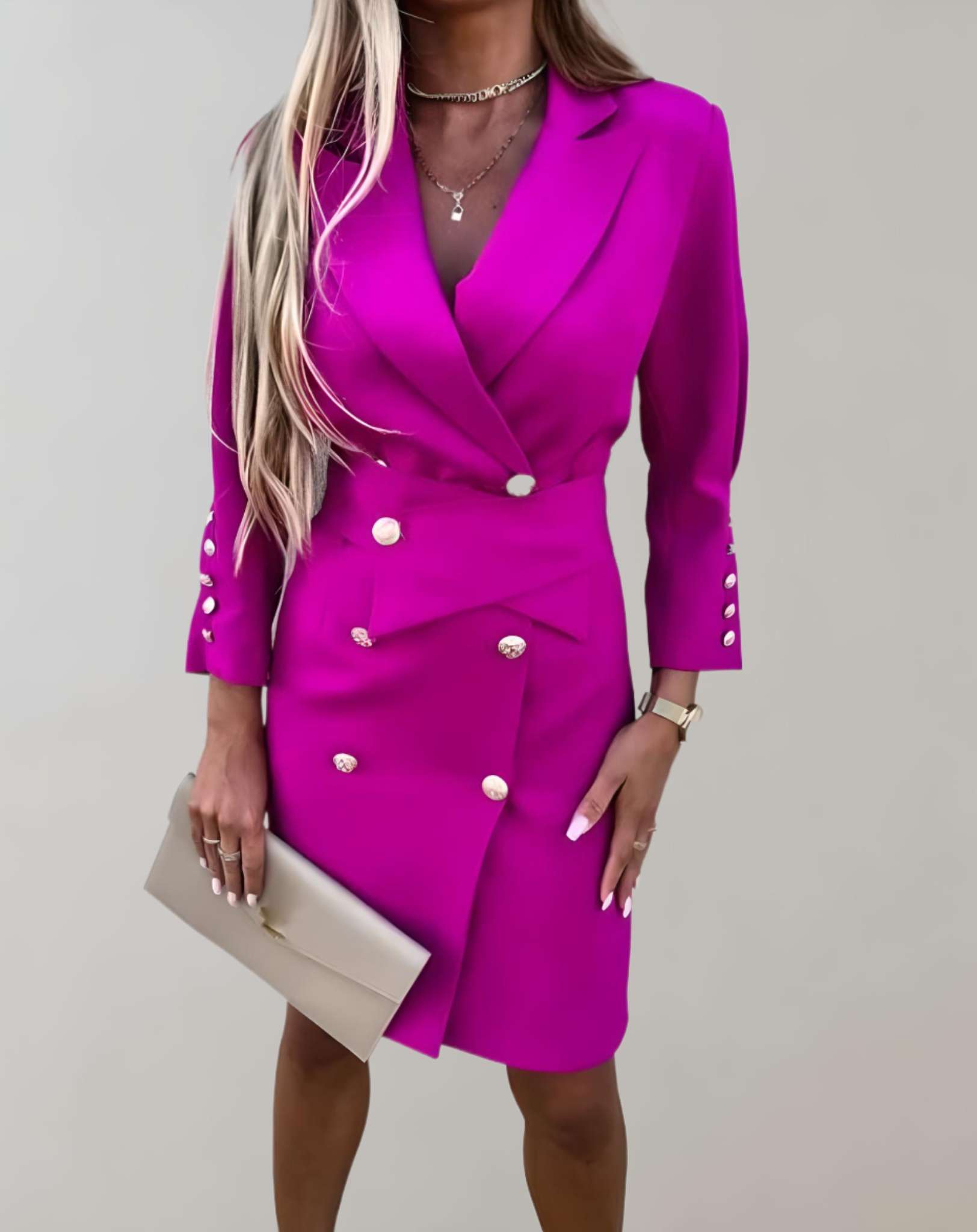 Variant image for Women's Stylish Breathable Mini Dress with Button Front for Formal and Casual Occasions-1