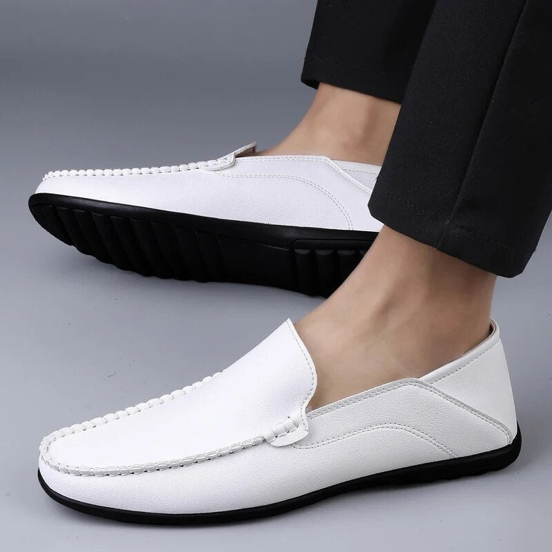 Men’s Elegant Vegan Leather Loafers with stitch detail | Perfect for Casual Days