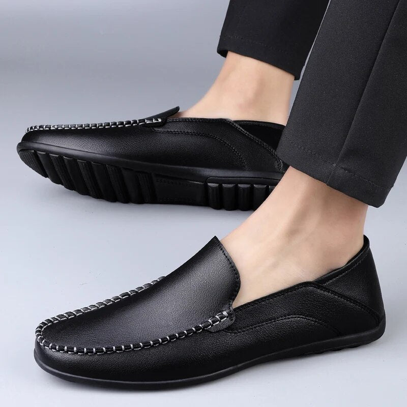 Men’s Elegant Vegan Leather Loafers with stitch detail | Perfect for Casual Days