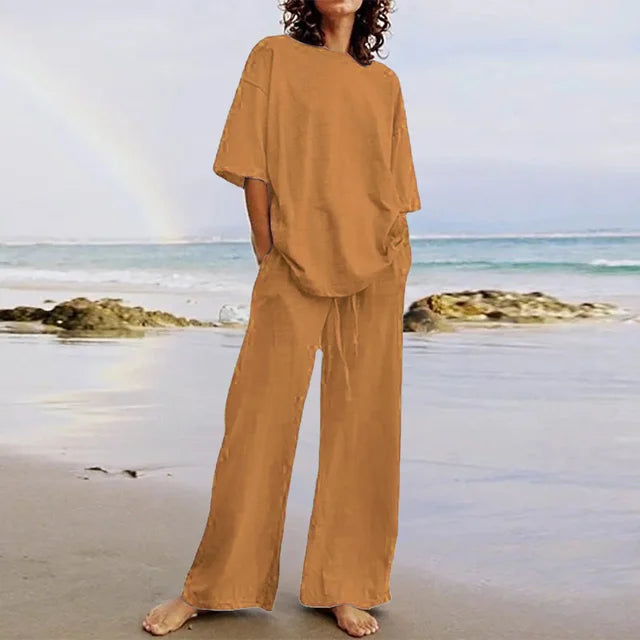 Variant image for Women's Elegant Cotton Loungewear Set with Casual Bag Design-9