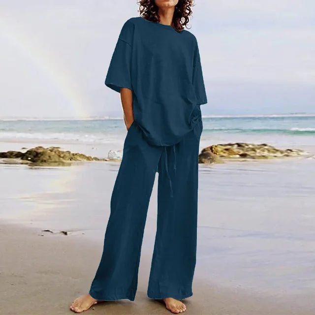 Variant image for Women's Elegant Cotton Loungewear Set with Casual Bag Design-49