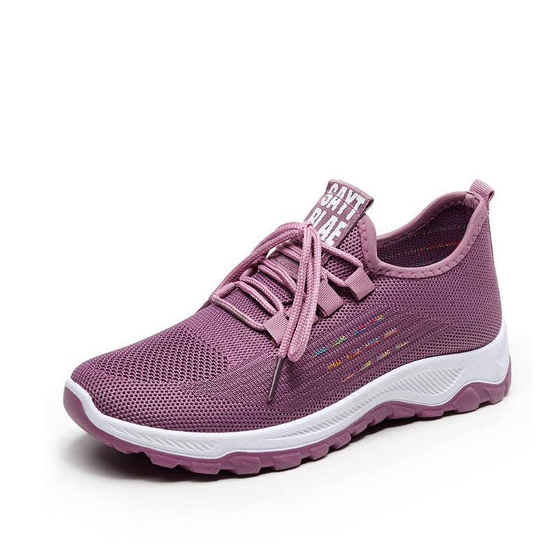 Women's Comfortable Stretch Fabric Sneakers with Decorative Toe Cap