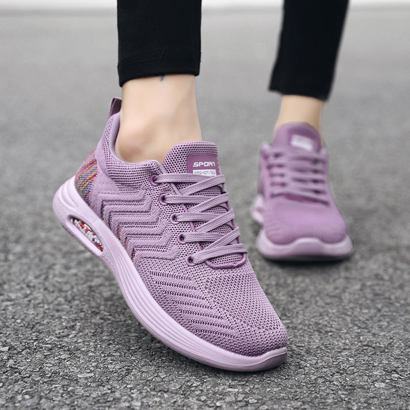 Women's Comfortable Textile Sneakers with Padded Ankle Collar