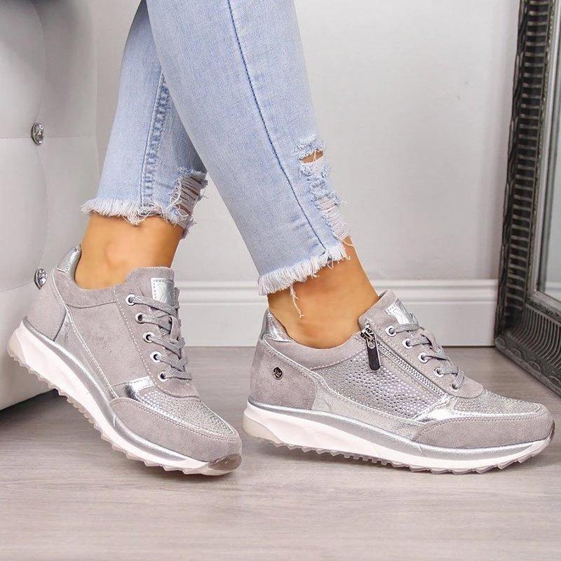 Women's Stylish Ergonomic Sneakers with Side Zipper