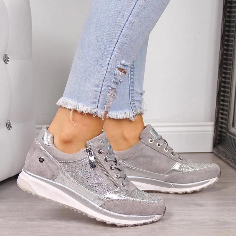 Women's Stylish Ergonomic Sneakers with Side Zipper