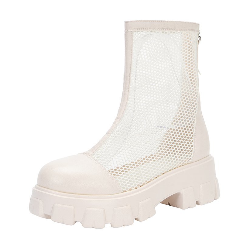 Women’s Elegant Mesh Vegan Leather Ankle Boots with Zipper | Perfect for All Seasons