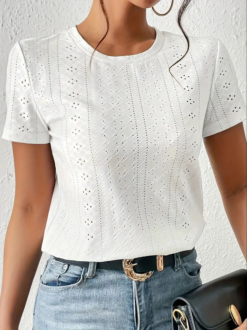 Variant image for Women's Casual Soft T-Shirt with Round Neckline for Comfortable Daily Wear-1